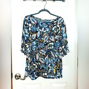 Anne Klein 3/4 length floral boat neck shirt Size Large
